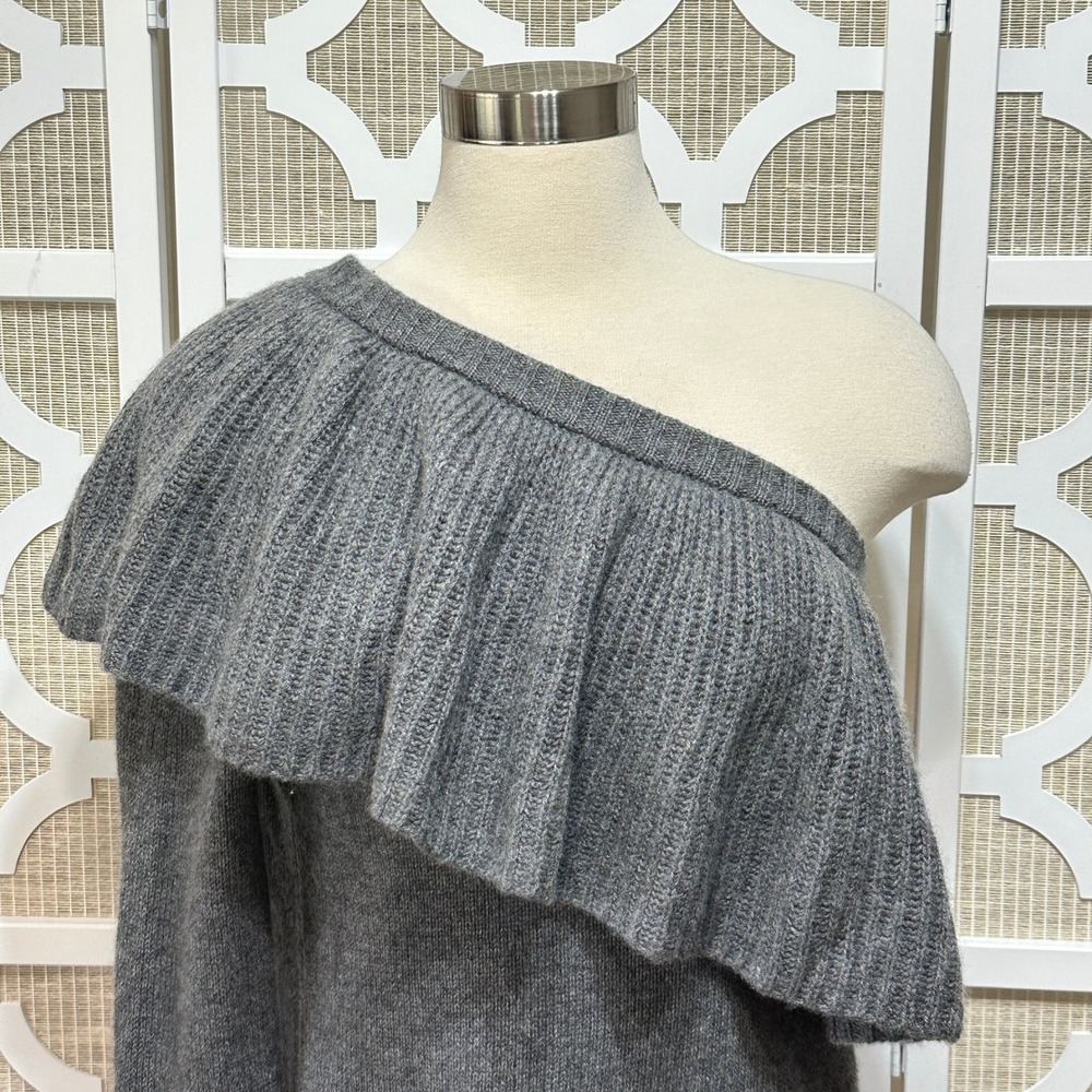 Off-the-Shoulder Ruffle Sweater - Gray - Picture 2 of 10